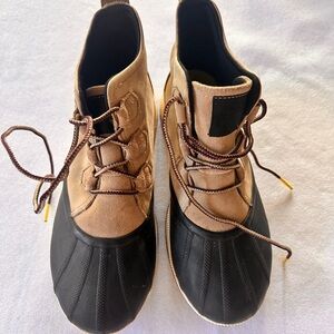 Sorel Tan and Black Rubber Boots